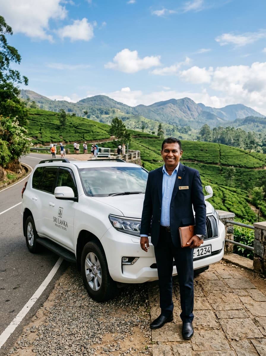 Professional private chauffeur guide and touring vehicle with Ravi Tours in Sri Lanka